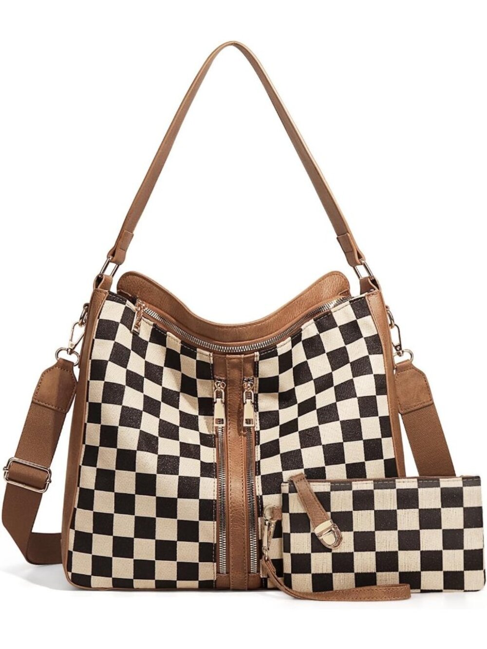 Stylish Checkered Hobo Handbag & Crossbody Bag - Plaid Tote Purse for Daily Use